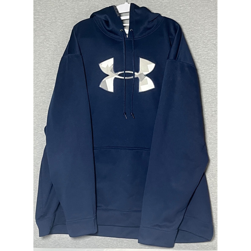 Under Armour Mens 3XL Navy Blue Big Logo Camo Fill Pullover Hoodie